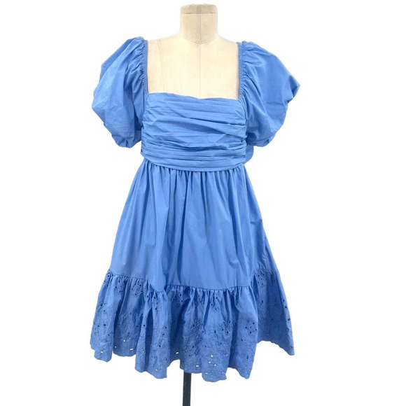 En Saison Juliet Bow‎ Back Babydoll Dress in Blue Size Medium - Picture 1 of 12